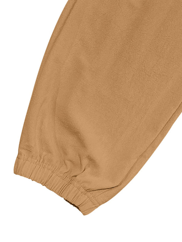Men's linen casual outdoor sports pants with cuffs and multi-pocket work pants